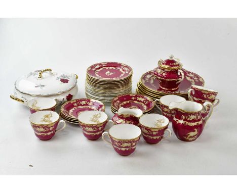 SPODE; a part tea service decorated with pheasants, and a Royal Stafford china part tea service decorated with roses.Conditio