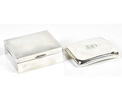 WILLIAM NEALE LTD; a George V hallmarked silver cigarette case with engraved initials 'JGHD' and gilded interior, Birmingham 