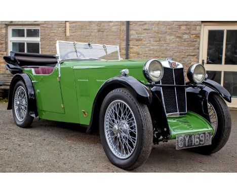 A 1932 MG F-Type Magna, GY 1698, converted from a two seater to a four seater and fully restored. Mileage on the vehicle dial