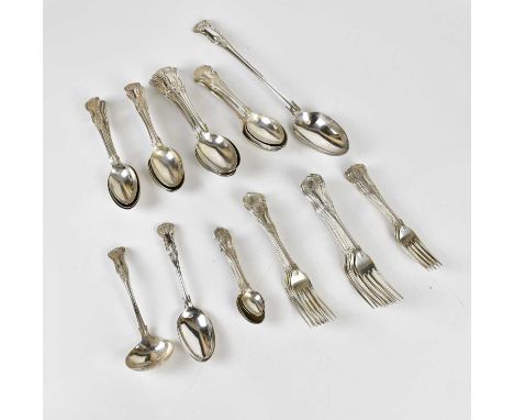 JOHN ROUND; a George VI hallmarked silver thirty-six piece table service in the Kings pattern, Sheffield 1936, comprising bas