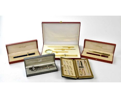 CROSS; a vintage salesman's sample pen set, c.1970s, with one pen and extra clips, cased, an S.T Dupont, Paris, cased ballpoi