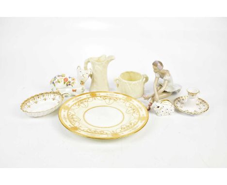 A collection of ceramics, including a Royal Worcester creamware cream jug and sugar bowl, etc