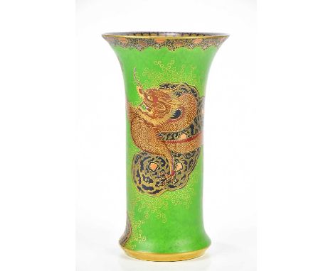 CARLTON WARE; a ceramic vase decorated with a dragon against a green ground, height 20cm.Condition Report: Light wear to gild