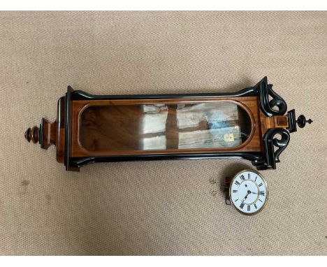 A late 19th century Vienna style wall clock, the white enamel dial set with Roman numerals, height 120cm.Condition Report: Co