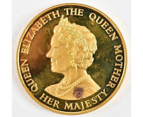 SPINK &amp; SON; an Elizabeth II commemorative limited edition 22ct gold Queen Mother Birthday coin, approx 46.4g.Condition R