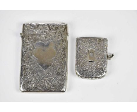 WILLIAM HASELER; an Edward VII hallmarked silver card case, Birmingham 1904, together with a hallmarked silver vesta case, co