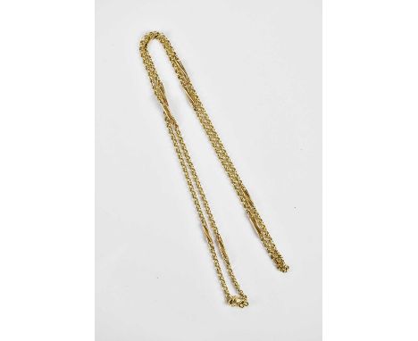 A 9ct yellow gold fancy link chain, length 76cm, approx 21.8g.