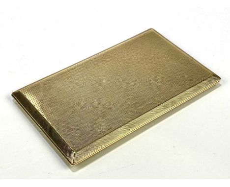 A 9ct yellow gold cigarette case of rectangular form with engine turned decoration, approx 219.6g.