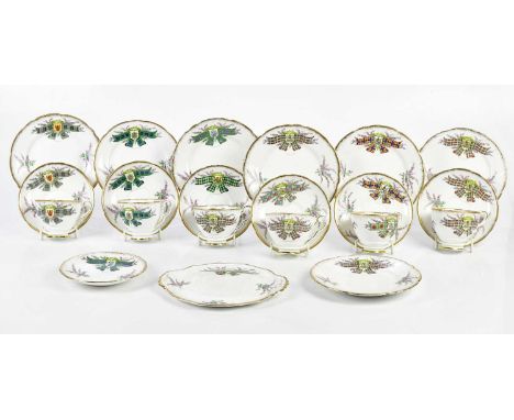 ROYAL STAFFORD; a "Tartan Series" pattern tea service to include seven side plates, seven saucers and six cups.