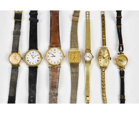 A group of vintage watches, including two 9ct gold backed examples. 