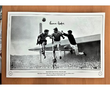 Football, Ronnie Cope signed 12x18 black and white photograph pictured during the 1960s, Manchester United Vs Wolves game at 