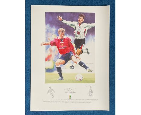 Teddy Sheringham 24x18 montage print by the artist Gary Keane and Teddy Sheringham. Gary Keane's montage of Teddy shows his c