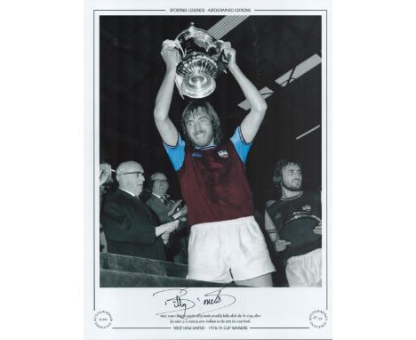 Football. Billy Bonds Signed 16x12 black and white photo with claret and blue shirt. Autographed Editions, Limited Editions. 