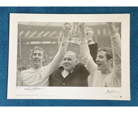 Martin Chivers and Alan Mullery 22x16 Big Blue Tube Cup King Series black and white print League Cup Final 1971 pictures Spur