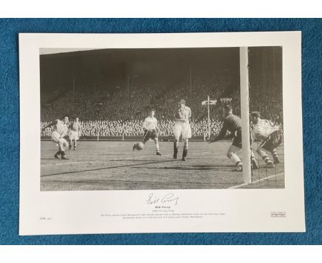 Billy Perry signed 22x16 1953 FA Cup Final black and white print Billy Perry steers home Blackpool's last minute winner from 
