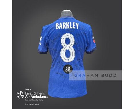 Chelsea 2020-21 season Ross Berkley match issued shirt personally signed in black marker to the back by 15 members of the pla