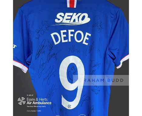 Glasgow Rangers 2020-21 season, match issued Jermain Defoe shirt, personally signed in black marker to the back by 19 members
