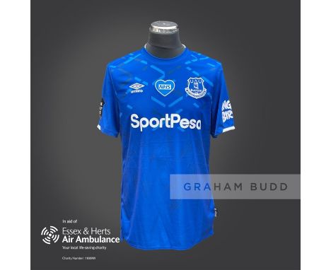 Everton 2019-20 season match issued Tom Davies shirt personally signed in black marker to the front by 15 members of the play