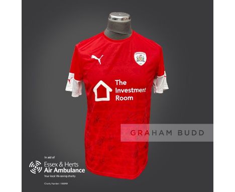 Barnsley 2019-20 season replica shirt personally signed in black marker to the front by 17 members of the playing squad. Come