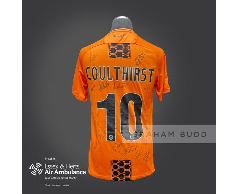 Barnet 2020-21 season replica shirt personally signed in black marker to the back by 20 members of the playing squad.&nbsp;Co