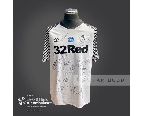 Derby County 2019-20 season Tom Huddlestone match issued shirt, personally signed in black marker to the front by 22 members 