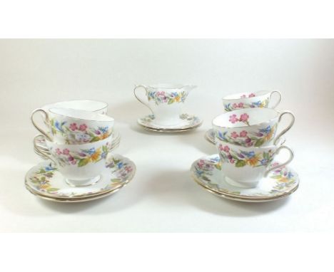 A Shelley tea service 'Spring Bouquet No 13651 comprising of 6 cups and saucers, 6 tea plates, milk jug and sugar 