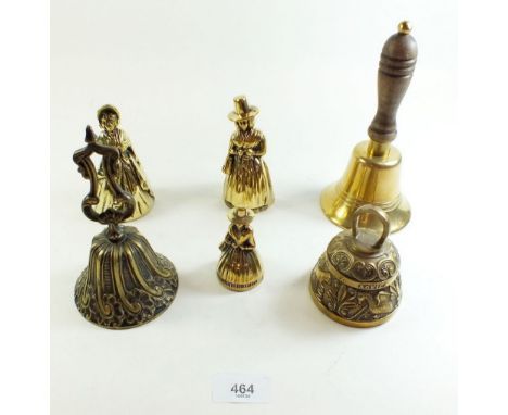 A box of various antique and vintage bells.