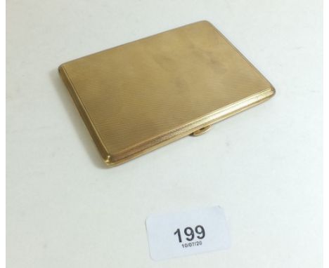 A 9ct gold cigarette case with engine turned decoration - Birmingham 1932 - Walker and Hall - 11.5 x 8.5 cm - 156 grams