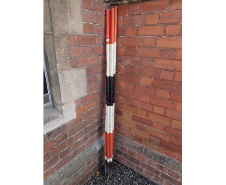 A set of seven vintage surveyors ranging poles - 180 cm tall  