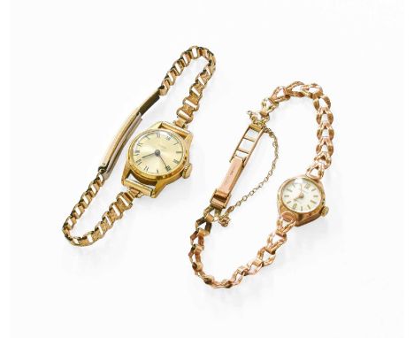A Lady's 9 Carat Gold Wristwatch, signed Regency, together with a Lady's Plated Timex Wristwatch, (2)