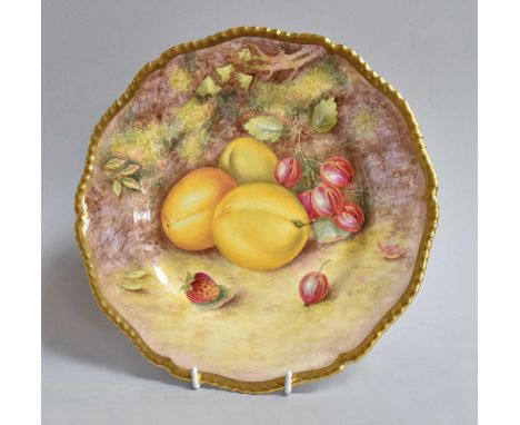 Royal Worcester Plate by Harry Ayrton, 28cm, painted with fruit on a mossy bankVery light wear. One small scratch to the fron