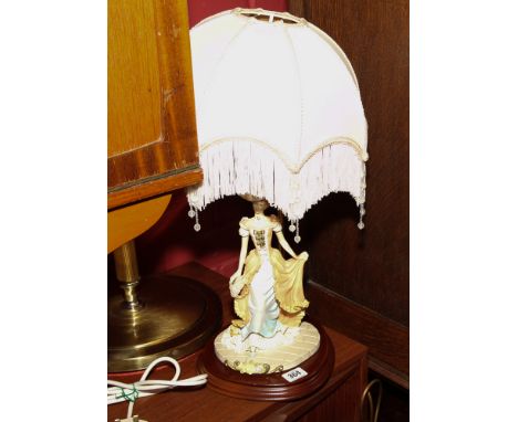 Onyx and gilt standard lamp with shade and a figure table lamp  with shade and a figure table lamp with shade 