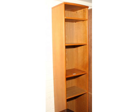 Tall narrow teak open shelf unit 