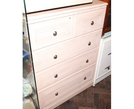 2'6 light oak finished chest of 3 long and 2 short drawers 