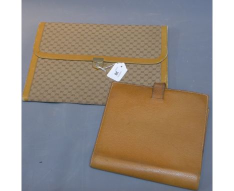 A vintage Gucci portfolio case, together with a Hermes leather document case. 