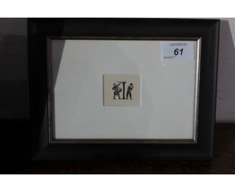 Eric Gill (1882-1940), Initial 'I', etching. H.4cm W.5cm 