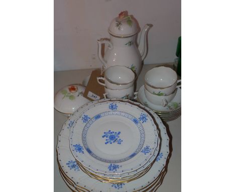 A Herend hand painted porcelain coffee set for six together with six Herend dinner plates and five side plates. 