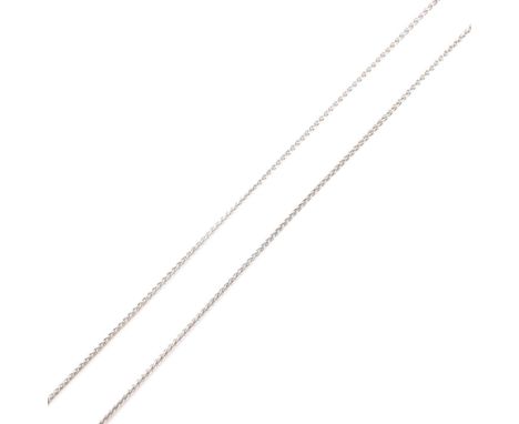 An Italian hallmarked 9ct white gold Spiga link chain necklace. The 9ct white gold Spiga link chain necklace having a spring 