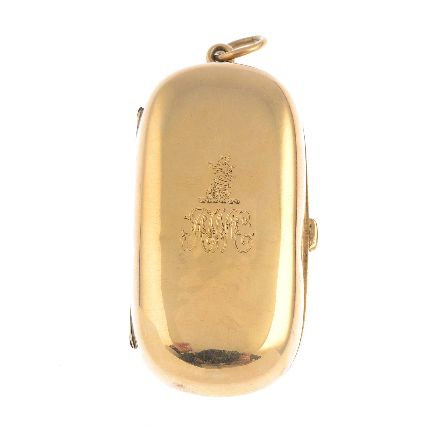 A late Victorian 15ct gold double sovereign holder. The polished case