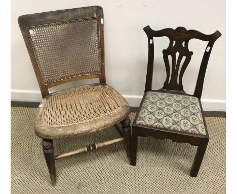 A 19th Century child's Provincial Chippendale mahogany framed dining chair with drop in seat on square chamfered supports 34 