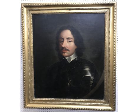 19TH CENTURY ENGLISH SCHOOL "General Ireton", portrait study in armour, oil on canvas, unsigned, 76 cm x 63.5 cm, housed in a