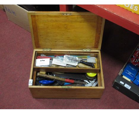 Tools :- Chisel's, hammer, pliers, screwdriver etc, in a pine box