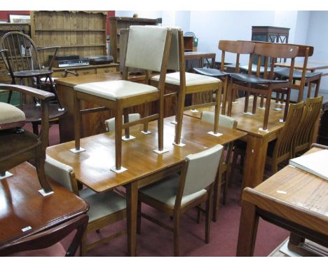 Russell of Broadway Dining Table, Chairs, with a rectangular top (extra leaf) on tapering supports; together with six chairs 