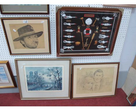 ARTESANIA MARINERA. Framed Fisherman's knot, Keith Swift prints, print of the Notre Dam. (4)