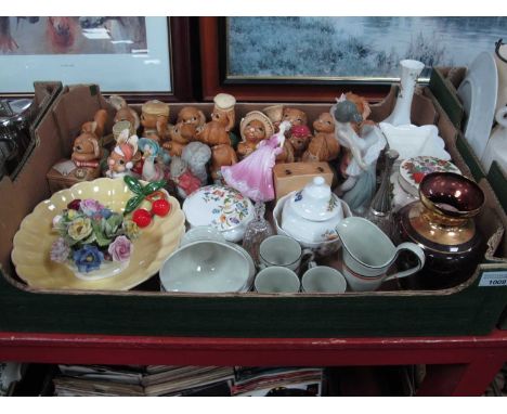 Pendelphin Figures (x12), Royal Albert Beatrix Potter (x2) (chips), Nao and Coalport figurines, Aynsley, Vert de Mer, other c