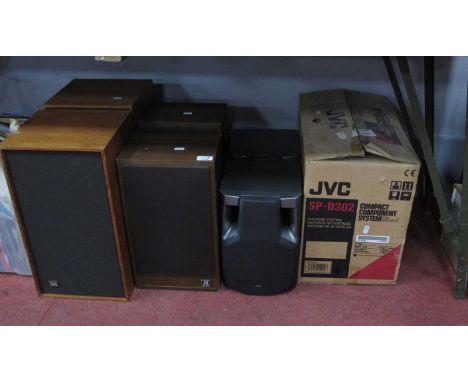 Wharfdale Linton 3XP pair of speakers with acoustic research 18sEV65121 pair of speakers and JVC SP-D302 speaker system. Unte