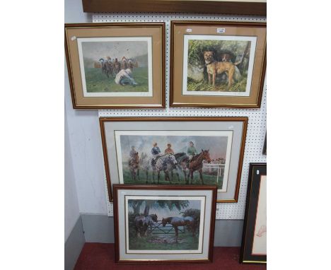M. Coward, signed prints, Equestrian themes x 3, Mick Cawston Terries Ltd Edition signed print, 25.5 x 31cm. (4)