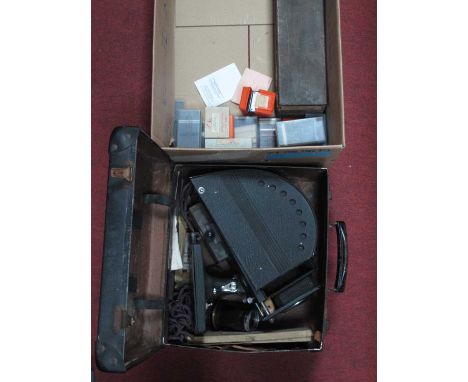 Johnson Optiscope Projector, circa 1930's, with instructions, lantern slides, AGFA slides 1950's-80's.
