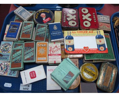 Vintage Advertising - A Quantity of Original Tins, Cigarette Packets, Matchboxes, etc:- One Tray