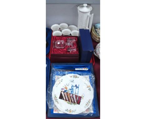 Portmeirion 'Token' Coffee Ware by Susan Williams-Ellis in cream, Edinburgh crystal pair of boxed wine glasses and boxed deca